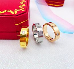 Nouvelle mode bijoux en acier inoxydable 6MM et 4MM bagues d'amour pour femme homme amant anneaux cadeau 18K Goldcolor rose plaqué or avec boîte5918279