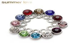 Nouvelle mode en acier inoxydable rond pendentifs en cristal charme pour bracelet collier coloré pierre de naissance bricolage charme bijoux accessoires 2745461