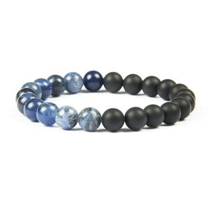 Nouvelle mode bijoux en pierre entière 10pcs / lot 8mm Top qualité veines bleues naturelles perles de pierre d'agate mate bracelet d'énergie chanceux F241i