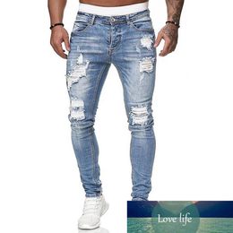 Nouvelle Mode Streetwear Hommes Jeans Détruit Déchiré Conception Crayon Cheville Maigre Hommes Pleine Longueur Trou Jeans2517