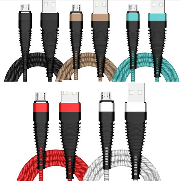 Nouvelle mode, alliage de sirène en nylon plus fort, Type C Micro 5pin Fabric USB Câble Données Ligne de charge pour Samsung HTC Android Phone