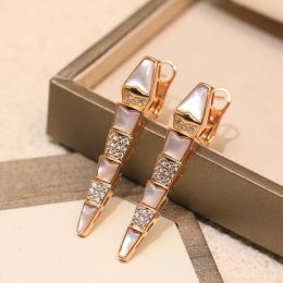 New Fashion Stud Diamond 18K vergulde actieve multi-knoop diamant witte coquille snake Earring Jewelry