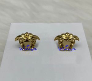 Nueva moda Stud Pendiente Grecia Meandro patrón retrato escultura mujeres hombres Diseñador pendiente Latón 18K chapado en oro señoras Clipons de oreja