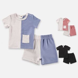 Nieuwe mode zomer babyjongen meisjes kleren sets kinderen korte mouw top shorts tracksuits casual jogger peuter pama set l2405