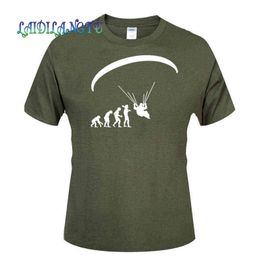 Nieuwe Mode Zomer Geboren To Fly Evolution of Paragliding Paragliders T-shirt Mens Kleding Tops Tees Short Mouw T-shirt G1222