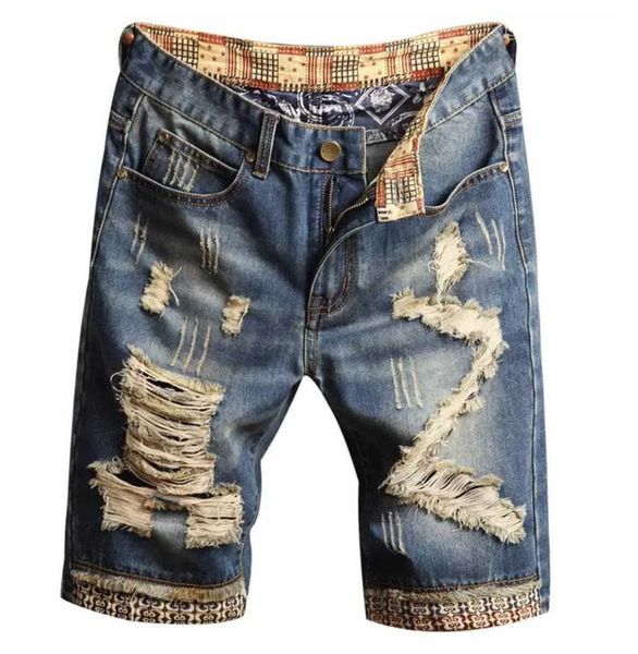 Nuevos pantalones cortos de mezclilla de verano jeans machos hombres jean bermuda skate skate harem para hombre jogger tobillo rasgado ola de ocio moda