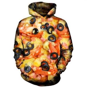 Nieuwe Mode Zomer Designer Hoodies Mens Dames 3D Casual Hoodie Heerlijke Pizza Harajuku Pullovers RQ0668