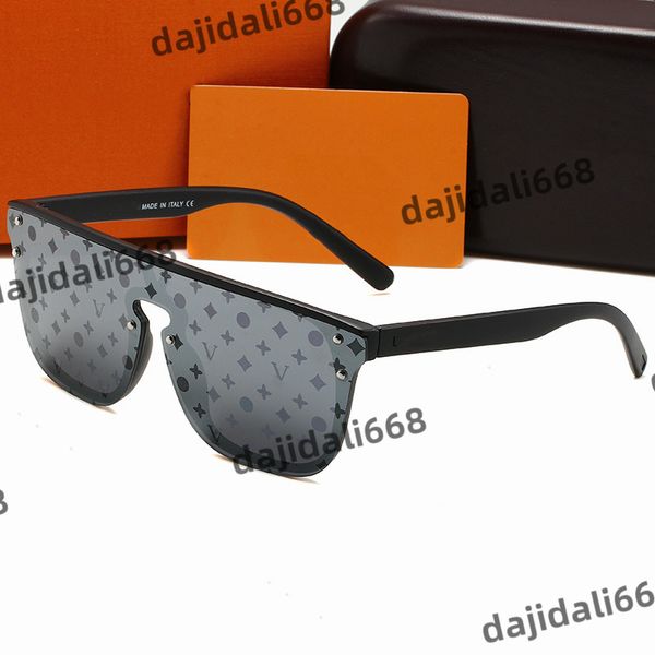 Nouvelle mode lunettes de soleil pour hommes femmes noir cadre argent miroir fleur lettre lentille conduite marque lunettes de soleil sports de plein air lunettes plage lunettes de soleil avec boîte