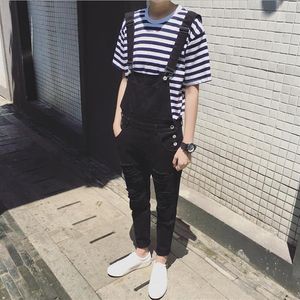 New Fashion Jarretelbroek Mens Ripped Denim Bib Overalls Verontruste Lange Jumpsuit Designer Jeans 232Y