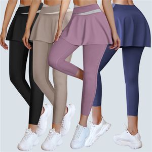 Nueva moda sxey, mallas deportivas, pantalones elásticos de Yoga, falda falsa, mallas deportivas para entrenamiento, mallas deportivas para correr, mallas ajustadas para mujer