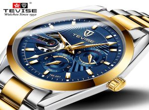 Nouvelle mode Tevise Men Automatic mécanical Men de montre en acier inoxydable Chronographe Wristwatch Male Clock Relogie Masculino2760147