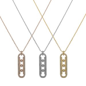 Nieuwe Mode Drie glijdende diamanten U-vormige volledige diamanten draaiende ketting populaire gouden splitkettingen dames heren Kettingen Hangers sieraden