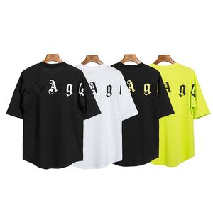 Nieuwe mode tij merk mannen vrouwen kunst body letters gedrukt off-shoulder mouw T-shirt straat tij jeugd vleermuis mouw casual tops