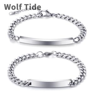 Nieuwe mode titanium roestvrij staal blanco id ketting armband honden tag stalen kleur heren en dames liefhebbers armbanden sieraden geschenken voor paren groothandel