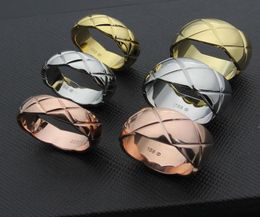 Nieuwe mode Titanium Staal Ruit Ringen sieraden voor Vrouwen Mannen Bruiloft Sieraden Schoonheid anillos Vrouwelijke Ring accessorize7377830