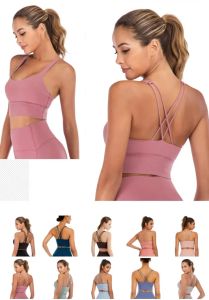 Nouveau haut de la mode Look Trendy Femmes Longline Sports Bra Wirefree PADDED MIDE SOUTIEN YOGA BRAS Gym de course Running Workout Tank Tops BJ