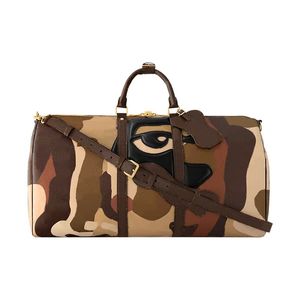 Nieuwe mode reistassen canvas cowhide handtassen grote capaciteit holdall draag zuggages plunje tassen totte tas luxe bagage hoogwaardige outdoorweektender tas