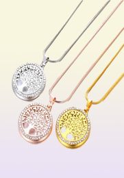 Nouveau mode d'arbre de vie Collier cristal rond petit collier pendentif rose or argent couleurs de bijoux élégants cadeaux drop2109476972