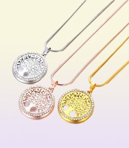 Nouveau mode arbre de vie collier cristal rond petit pendentif collier Rose or argent couleurs élégant femmes bijoux cadeaux Drop2106886872