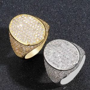 Nieuwe mode trendy gouden zilveren kleuren micro-setting vol bling ijs uit cz ring voor mannen vrouwen voor bruiloftsfeestje 6-12