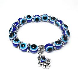Nieuwe Mode Turkije Acryl Religieuze charmes Beaded Evil Blue Eyes Bead Bangles Sieraden Armband
