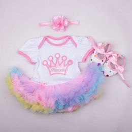 Nouveau Mode Tutu Bébé Filles Vêtements Couleur Jupe Doux Moelleux Mini Jupes Fille Anniversaire Enfants Ballet Robe De Soirée 3 Pièce Cadeau Ensemble