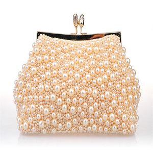 Nieuwe Mode Twee Kettingen Vrouwen Parel Avondtasje Clutch Prachtige Bridal Wedding Party handtas 268Q