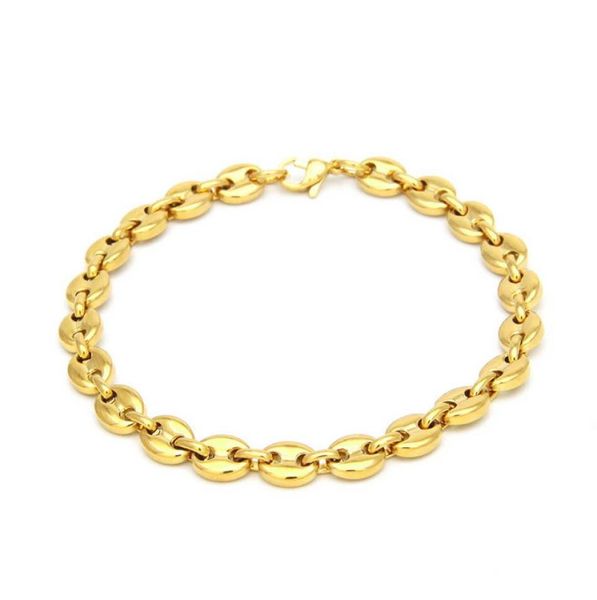 Nouvelle mode Design unique Bracelet Bracelet Chaîne jaune Gold plaqué 316L Bracelets en acier inoxydable pour hommes bijoux branchés Hip Nice Gift1879797