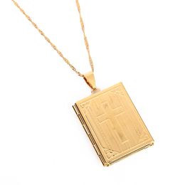 Nouvelle mode Unisexe Jewelry Gold Color Book Cross Pendant Collier
