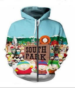 Nouvelle mode Unisexe Sweatshirt Hoodies Men Femmes South Park Sweatshirts Harajuku Veste à glissière surdimensionnée