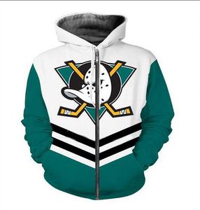 Nouvelle mode Unisexe Sweatshirt Hoodies Men Femmes Mighty Ducks Sweatshirts Harajuku surdimensionnés à glissière