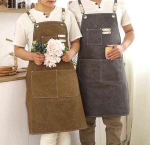 Nouveau mode unisexe tablier de travail pour hommes toile noir tablier réglable cuisine cuisine tabliers pour femme avec sacs à outils J2205257214833