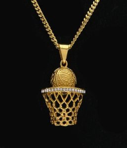 Nouvelle mode Vintage argent panier jante cerceau tirer balle supports de Basket-ball pendentif à breloque collier strass hommes femmes cadeau 8709141