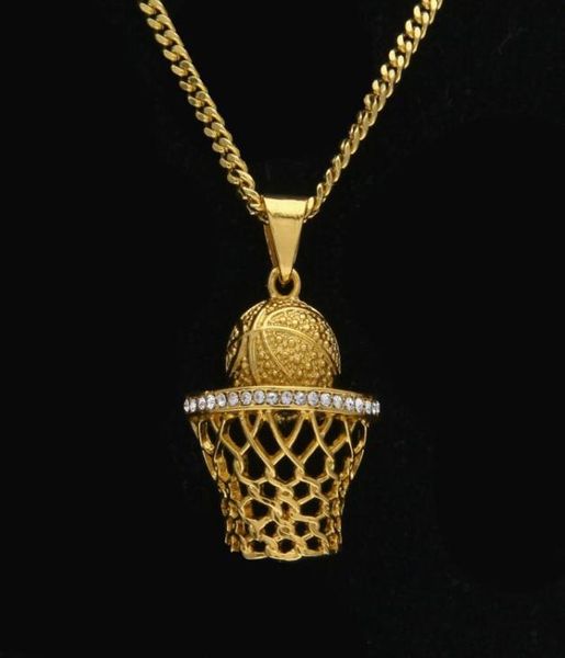 Nueva moda Vintage cesta de plata llanta aro Shoot Ball baloncesto soportes encanto colgante collar diamantes de imitación hombres mujeres regalo 8709141