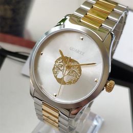 Nieuwe Mode Horloges 38mm 28mm Luxe Heren Vrouwen Horloge Roestvrij Stalen band kat-gezicht Quartz Horloge montre de luxe Dame Watch319a