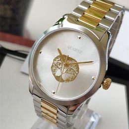 Nuevos relojes de moda 38 mm 28 mm Reloj de lujo para hombre y mujer Correa de acero inoxidable Reloj de pulsera de cuarzo con cara de gato montre de luxe Lady Watch228F