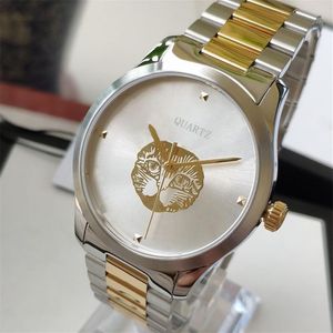 Nieuwe Mode Horloges 38mm 28mm Luxe Heren Vrouwen Horloge Roestvrij Stalen band kat-gezicht Quartz Horloge montre de luxe Dame Watch228H
