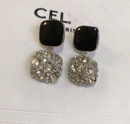 Nouvelle mode fête de mariage boucle d'oreille Stud Orecchini femmes Designer argent diamant carré boucles d'oreilles bijoux pendentif Eardrop femmes cadeau exquis