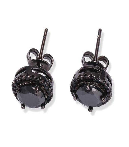 Nouvelle mode or blanc noir zircon cubique hommes et femmes boucles d'oreilles Hip Hop rond carré Cz diamant boucle d'oreille goujons pour Couple6049709