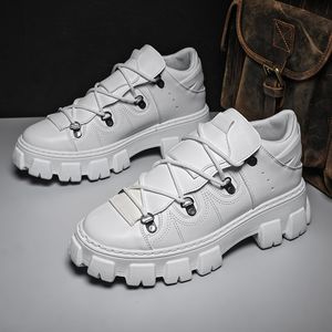 Nouvelle mode blanc Punk hommes Designer Streetwear gothique pour hommes plate-forme en cuir moto bottes décontracté haute hommes chaussure