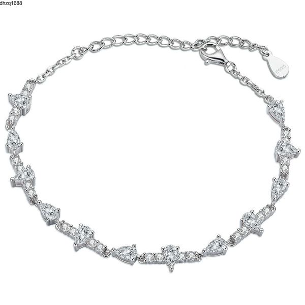 Nueva moda al por mayor joyería de plata de ley 925 Zirconia cúbica Cz pulsera de tenis con dije de diamante para mujer