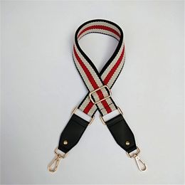 Nieuwe mode brede riem canvas katoen stof schouderriem chromatische strips accessoires verstelbare O bag handvatten