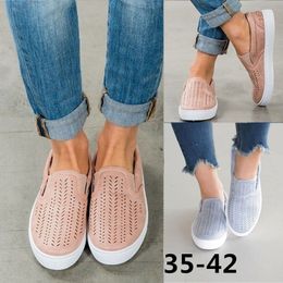 Nouvelle mode femmes Espadrilles formateurs couleur unie grande taille chaussures plates creux rond toile chaussures respirantes chaussures décontractées taille 35-42