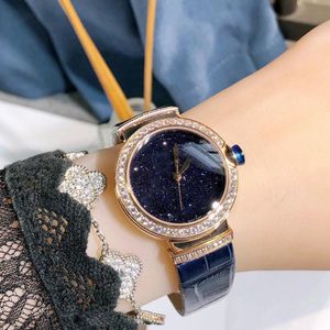 Nieuwe Mode Vrouwen Geometrische sterrenhemel Horloges Zilver roestvrij staal Saffier Diamant Horloge Vrouwelijke Quartz klok 33mm