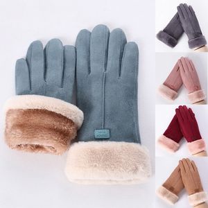 Gants chauds en fourrure pour femmes, nouvelle mode, automne hiver, mignons, mitaines à doigt complet, Sport de plein air, gant pour écran tactile