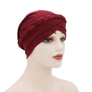 Femmes fille soins des cheveux tresse croix couleur Pure casquettes nuit sommeil chapeaux tête enveloppement élastique doux Bonnet chapeaux