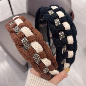 Nieuwe mode dames hoofdband brede zijde gebreide haarband winter handgemaakte gevlochten tulbandmeisjes haaraccessoires