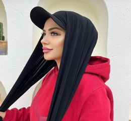 Nouvelle Mode Femmes Hijab Jersey Écharpe Sports D'été Casquettes De Baseball Dames Headwrap Prêt À Porter Foulard Bonnet