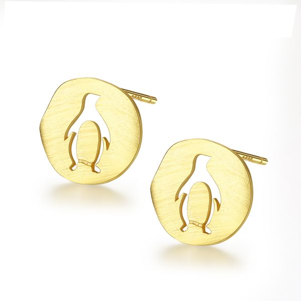 Nouvelle mode femmes évider pingouin s925 boucles d'oreilles en argent bijoux de haute qualité plaqué or 18 carats boucles d'oreilles personnalisées femmes fête de mariage cadeau de saint valentin SPC