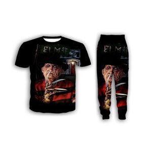 Nueva moda para mujer/hombre A Nightmare on Elm Street Freddy Krueger divertida camiseta con estampado 3d + pantalones de correr conjuntos de chándal informal S27